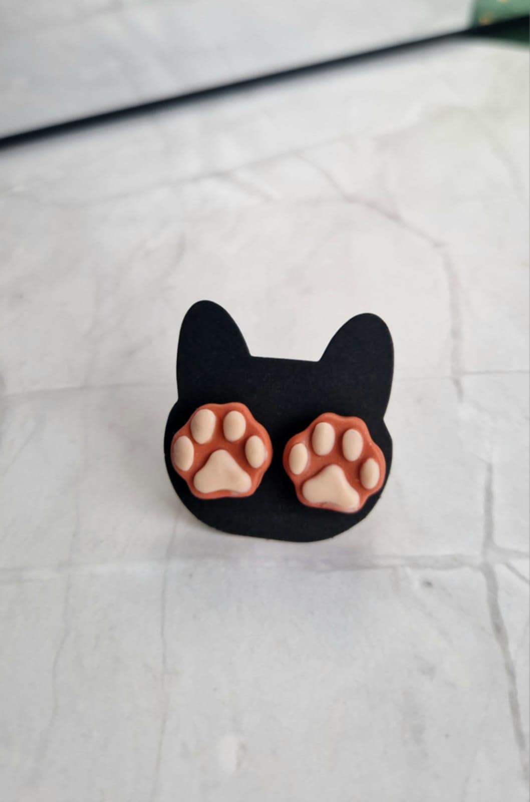 Boucles d’oreilles artisanales - Puces pattes de chat